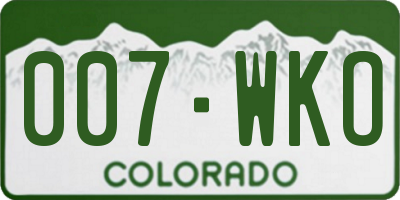 CO license plate 007WKO