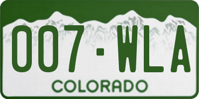 CO license plate 007WLA