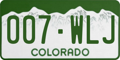 CO license plate 007WLJ