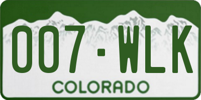 CO license plate 007WLK