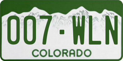 CO license plate 007WLN