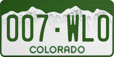 CO license plate 007WLO