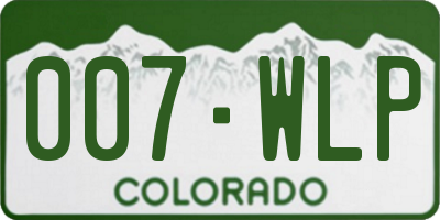 CO license plate 007WLP
