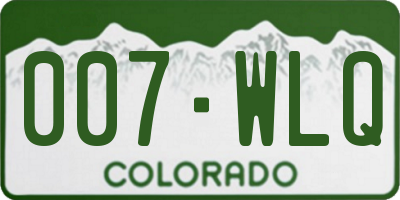CO license plate 007WLQ