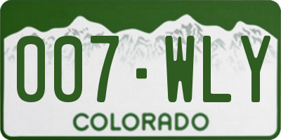 CO license plate 007WLY