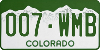 CO license plate 007WMB
