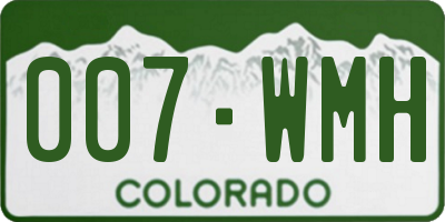 CO license plate 007WMH