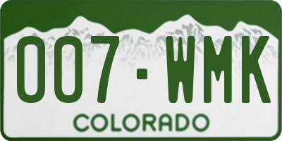 CO license plate 007WMK