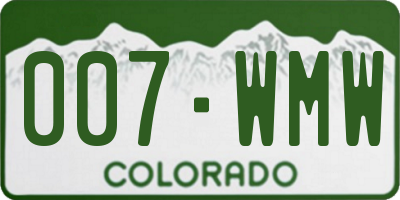 CO license plate 007WMW