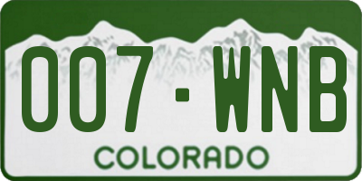 CO license plate 007WNB