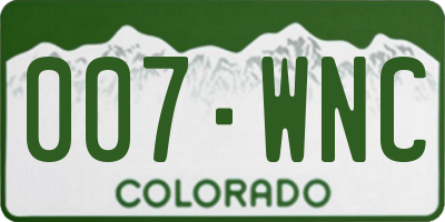 CO license plate 007WNC