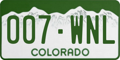 CO license plate 007WNL