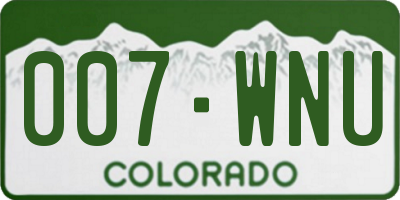 CO license plate 007WNU