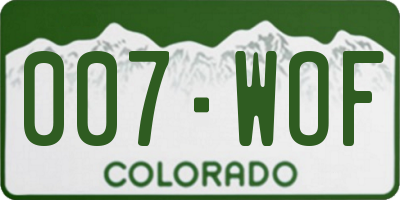 CO license plate 007WOF