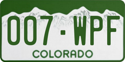 CO license plate 007WPF