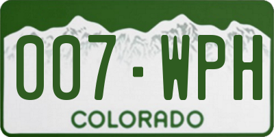 CO license plate 007WPH