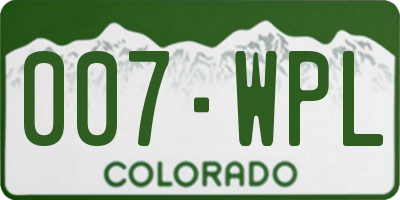 CO license plate 007WPL