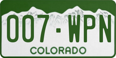 CO license plate 007WPN