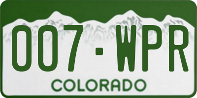 CO license plate 007WPR