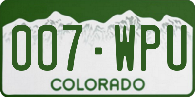 CO license plate 007WPU