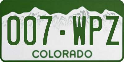 CO license plate 007WPZ