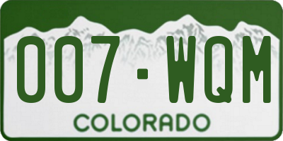CO license plate 007WQM