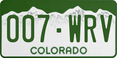 CO license plate 007WRV