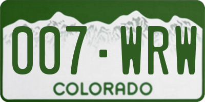 CO license plate 007WRW