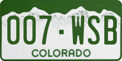 CO license plate 007WSB