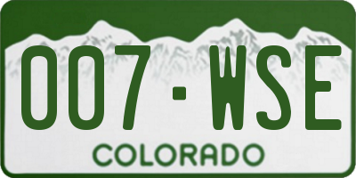CO license plate 007WSE