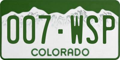 CO license plate 007WSP