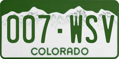 CO license plate 007WSV
