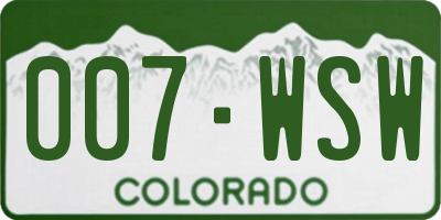 CO license plate 007WSW