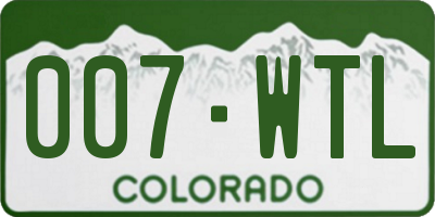 CO license plate 007WTL