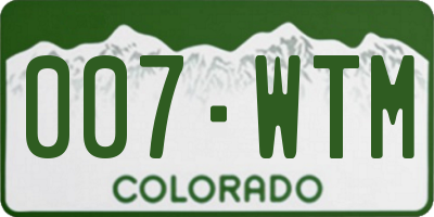 CO license plate 007WTM