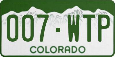 CO license plate 007WTP