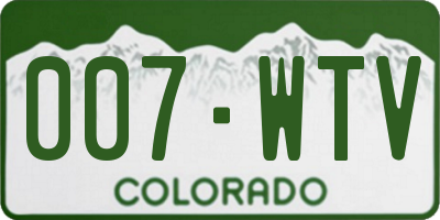CO license plate 007WTV