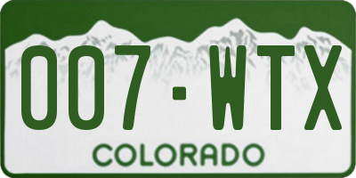 CO license plate 007WTX