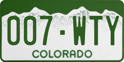 CO license plate 007WTY