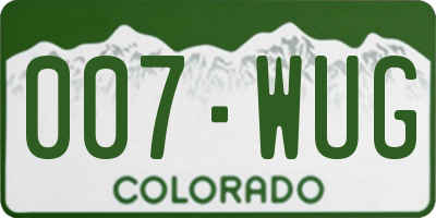 CO license plate 007WUG
