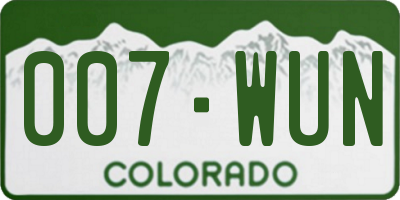 CO license plate 007WUN