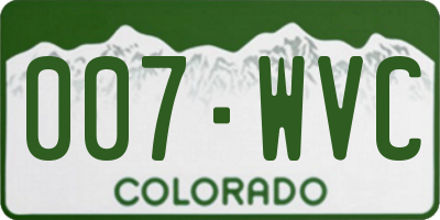 CO license plate 007WVC