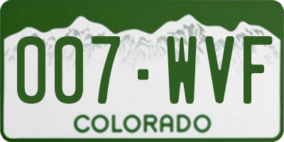 CO license plate 007WVF