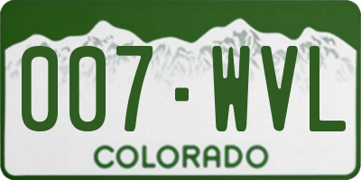CO license plate 007WVL