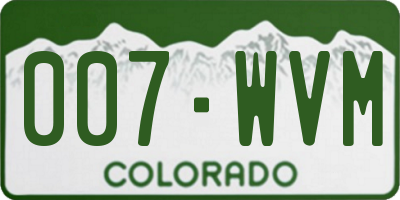 CO license plate 007WVM