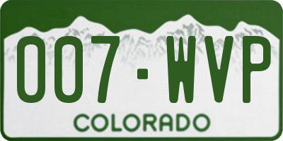 CO license plate 007WVP