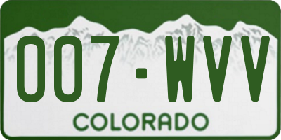 CO license plate 007WVV