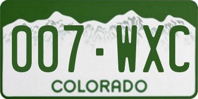 CO license plate 007WXC
