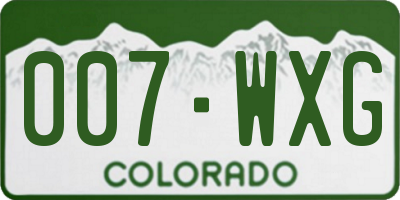 CO license plate 007WXG
