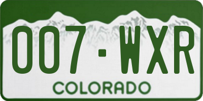 CO license plate 007WXR